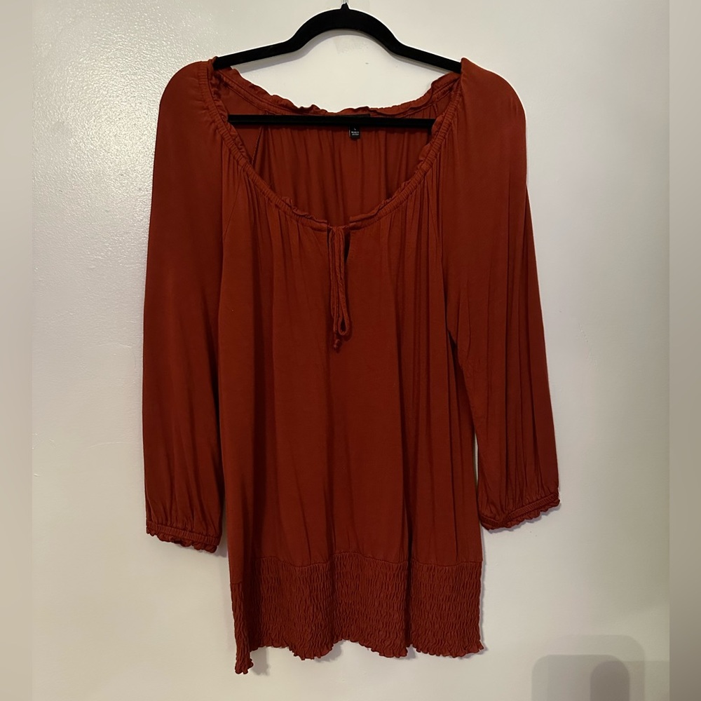 APT. 9 Burnt Orange Comfy 3/4 Sleeve Blouse Size Large